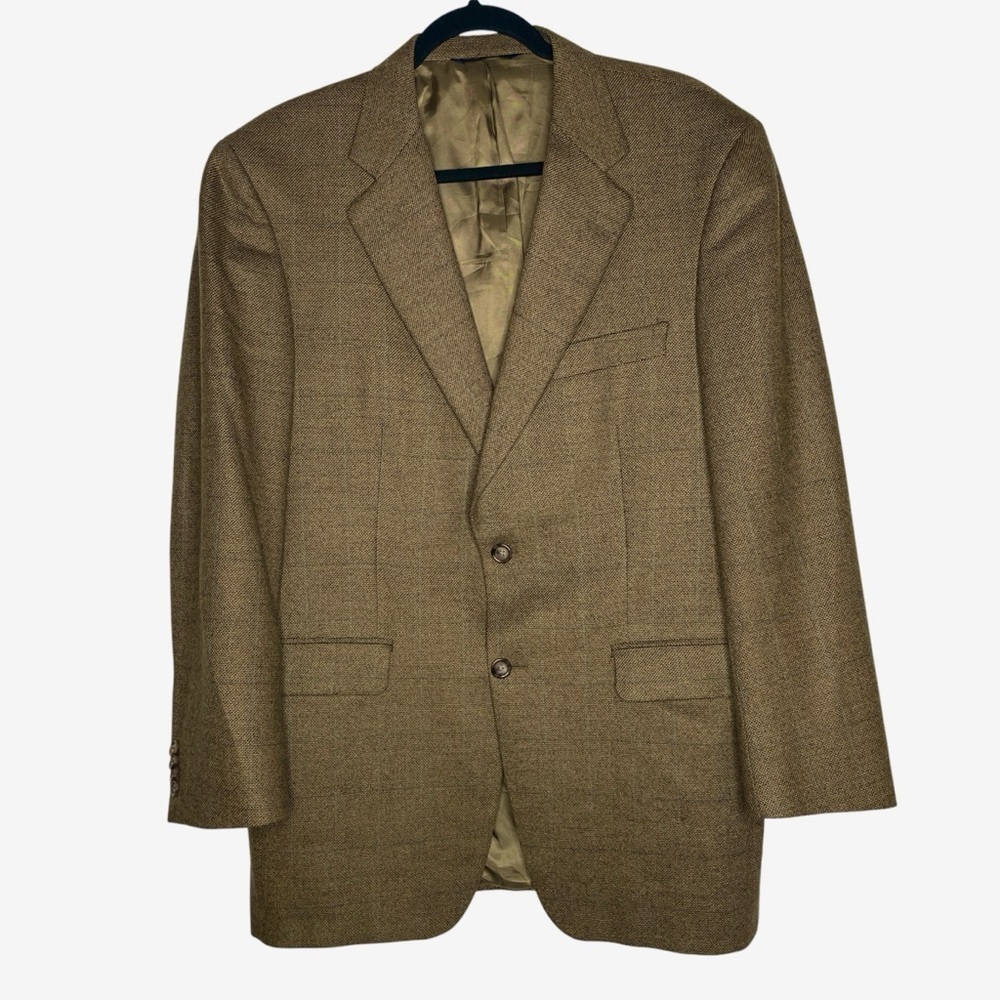 Burberry Mens Wool and Cashmere Blend Blazer Jacket Brown Size 40R Career Office